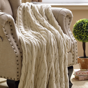 美式 纯棉线毯针织毯小毛毯冬季 饰毯披肩毯 午睡毯沙发毯床尾毯子装