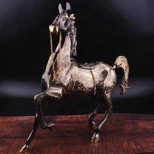 巴基斯坦手工铜器精玄生肖铜马客厅摆关家居艺术铜制雕设一马当.