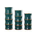 推荐 绿金竹节瓶三件套花瓶 家居陶瓷摆件轻奢风格