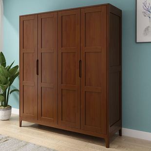 全实木衣柜家用卧室简约现代原木储物柜子对开门X北欧木质整体