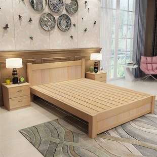 包邮 1.8米单人床1.2现代简约松木家具床 经济型实木床双人床1.5