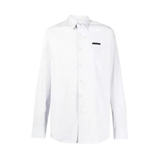 白色棉质左胸有口袋装 F62 PRADA 男士 饰长袖 衬衫 F0Z56 UCN259