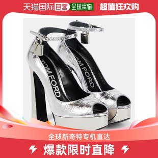 香港直邮潮奢 Tom Ford 女士金属感皮质防水台鱼嘴浅口鞋