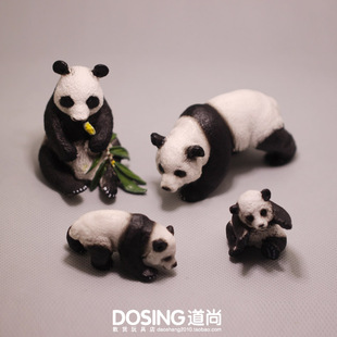 仿真动物一家系列 吃竹子 亲子模型玩具玩偶手办摆件 大熊猫 母子