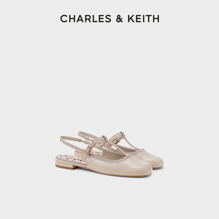 CHARLES&KEITH24夏新款 CK1 70900515平底方头T字玛丽珍包头凉鞋