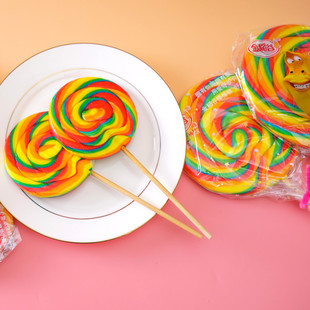 金稻谷彩虹棒棒糖五彩波板糖创意彩虹糖儿童节水果味糖果零食礼物