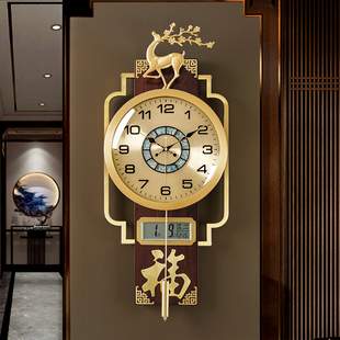 新款 高端新中式 大气钟壁 黄铜鈡表中国风装 饰挂钟家用高档客厅中式