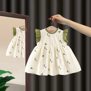 婴儿夏装 纯棉连衣裙2024新款 女童裙子小宝宝婴儿背心裙潮 童装 时尚