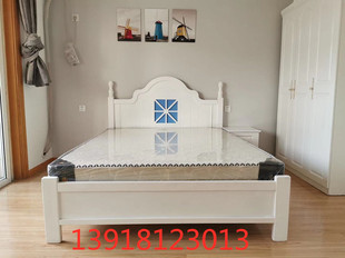 新款 1.5米欧式 公寓床 床烤漆实木床欧式 松木床1.8米实木双人床欧式