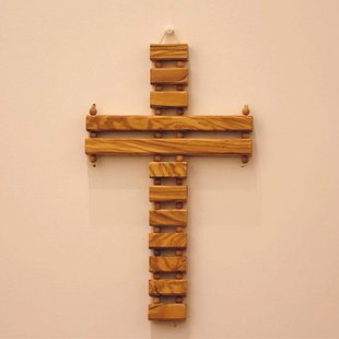 橄榄木珠帘十字架壁挂工艺品新品 创意墙上挂机壁挂