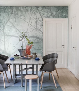 瑞典进口定制壁画夏日树林中睁双眼仰望天空悠闲客厅餐厅卧室墙纸