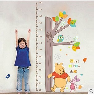 卡通儿童房宝宝身高贴纸卧室墙面装 饰可移除墙贴自粘量身高墙贴画
