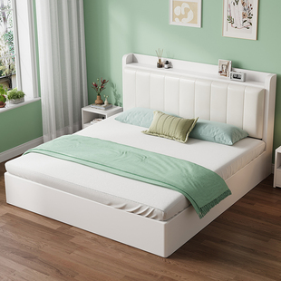 实木床双人床简约现代1.8床家用主卧床出租房用小户型1.2单人床架