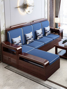 2024新款 客厅储物木沙发冬夏两用 紫金檀木实木沙发组合小户型中式