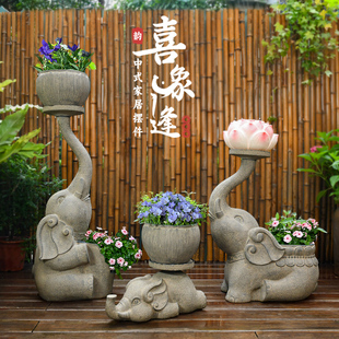户外大象造型花盆装 饰摆件露台花园布置庭院小院景观创意田园造景