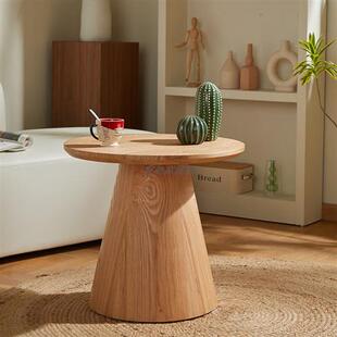 新款 北欧现代休闲定菇圆形茶几桌户型客厅沙发边几创意实木小圆小
