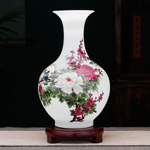 景德镇陶瓷器小花瓶摆件家居装 客厅富贵竹干花插花 饰品青花瓷中式