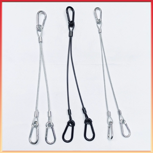 一分二包胶钢丝绳保险绳舞台灯光钢丝安全绳灯具音响吊绳三个铁扣