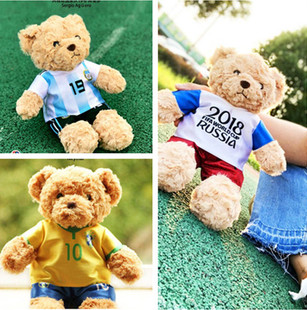 世界杯泰迪熊c罗梅西足球明星小熊男孩毛绒玩具娃娃公仔礼品定做