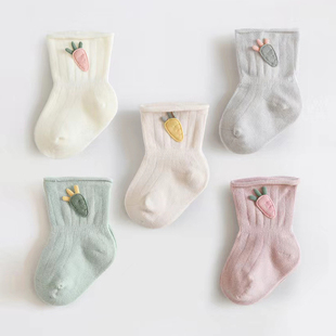 新生儿婴儿袜子0一3月无骨儿童春秋纯棉初生宝宝女不勒腿中筒袜子