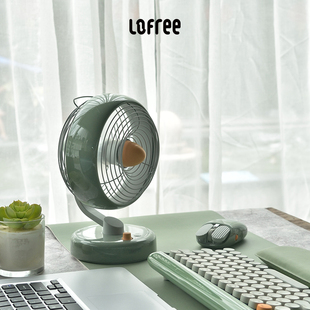 洛斐LOFREE电风扇小型台式 办公室桌面USB摇头充电空气循环扇