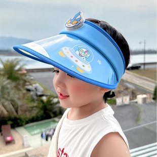 儿童防晒帽夏季 男童超人卡通太阳帽女童防紫外线遮阳帽大檐空顶潮