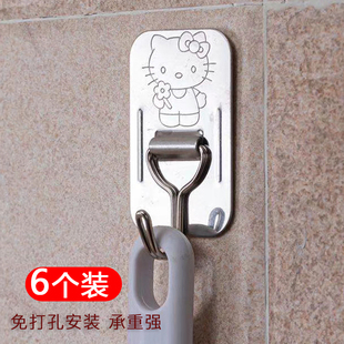 粘钩强力3M胶不锈钢免钉创意可爱卡通厨房卫生间墙壁玄关钥匙挂钩
