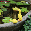 树脂小黄鸭子动物迷你摆件花园庭院盆栽花盆水缸造景微景观装 饰品