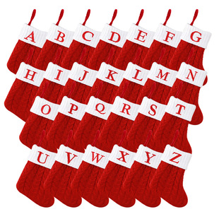 新款 饰圣诞节毛线针织袜子道具 可爱字母圣诞袜创意圣诞树挂件装