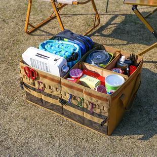 户外露营用具收纳箱可折叠野营储物箱子便携手提大容量餐具收纳包