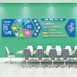 公司团队形象背景墙贴设80469 布 公面计激励志标语办公企室墙饰装