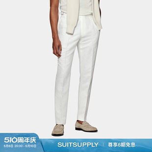 米白色亚麻棉混纺长裤 SUITSUPPLY夏季 时尚 修身 休闲商务 男士