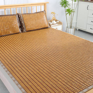 竹郎夏季 麻将凉席床垫双人夏天竹席折叠床席子碳化蕾丝1.8m1.5米