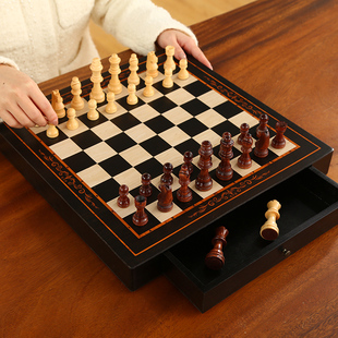 国际象棋小学生高档实木磁性带抽屉棋盘成人比赛专用西洋棋CHESS
