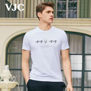 新款 上衣 VJC 2024夏季 短袖 T恤男装 B23BA1022 烫钻休闲半袖