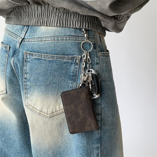MRDONG韩国代购 男女复古多功能卡包零钱包钥匙扣挂饰复古PU小钱包