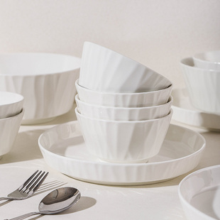 纯白陶瓷米饭碗2024新款 吃饭碗家用釉下彩餐具好看 菜盘碗碟套装