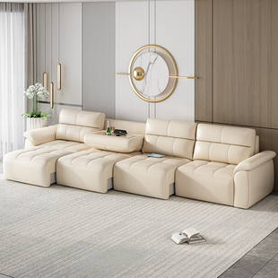多功能真皮遥控伸缩沙发床科技布极简意式 轻奢电动大中小户型沙发