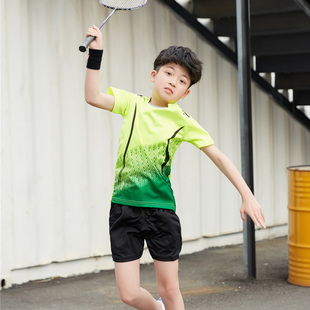 儿童羽毛球服男童训练服乒乓球衣女孩速干运动套装 网球服上衣夏季