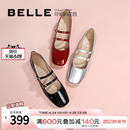 银色玛丽珍鞋 单鞋 百丽法式 女春夏季 新款 子B1199AQ3 复古细带小皮鞋