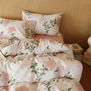 印花春季 全棉四件套田园花卉纯棉三件套床上被套床单床笠斜纹 新品