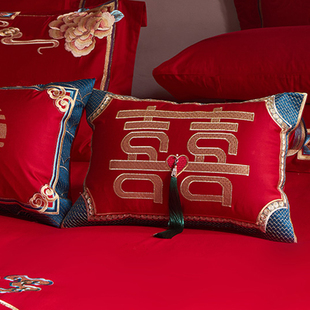 喜字结婚抱枕婚庆婚房压床床上靠枕靠垫小抱枕一个红色含芯囍字枕