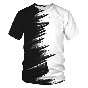 2024新款 黑白t恤男 情侣个性 短袖 学生上衣 3d印花立体效果设计感