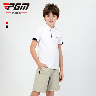 男童夏季 PGM儿童高尔夫套装 吸湿速干衣服暗扣服装 运动短袖 T恤童装