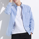 休闲纯色衬衫 潮流修身 春季 男长袖 青少年夏薄款 棉衬衣 高中学生韩版