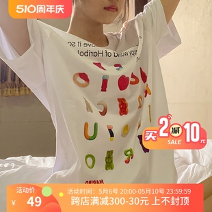 REコンテナ HARIBO联名小熊果冻软糖可爱印花短袖 KISRH T恤
