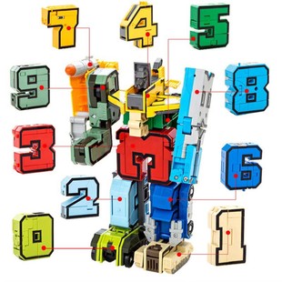 新乐新数字变形男孩益智合体机器人4正版 6岁5玩具7 儿童字母金刚3