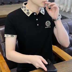 冰丝棉POLO衫 翻领半袖 夏季 男短袖 韩版 青年潮牌有领T恤上衣服 修身