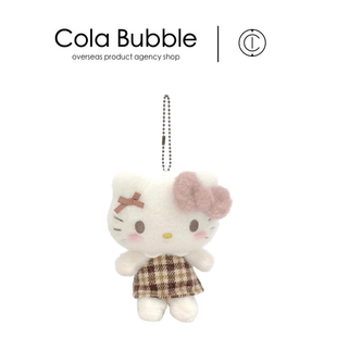 日本hellokitty正版 摩卡格子凯蒂猫kt猫公仔玩偶娃娃毛绒书包挂件