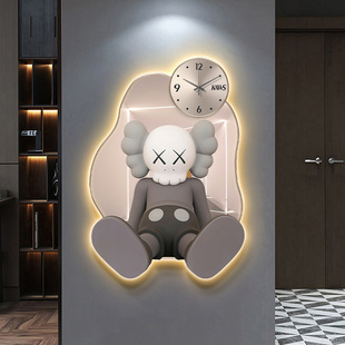 现代简约钟表挂钟客厅家用时尚 饰壁挂时钟灯 创意大气高端3D立体装